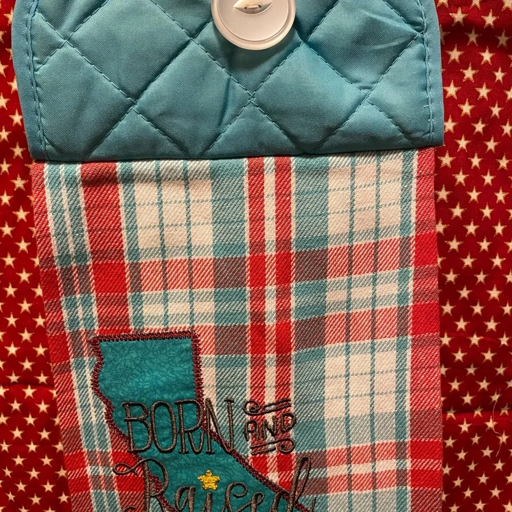 Handmade and embroidered hanging kitchen towel